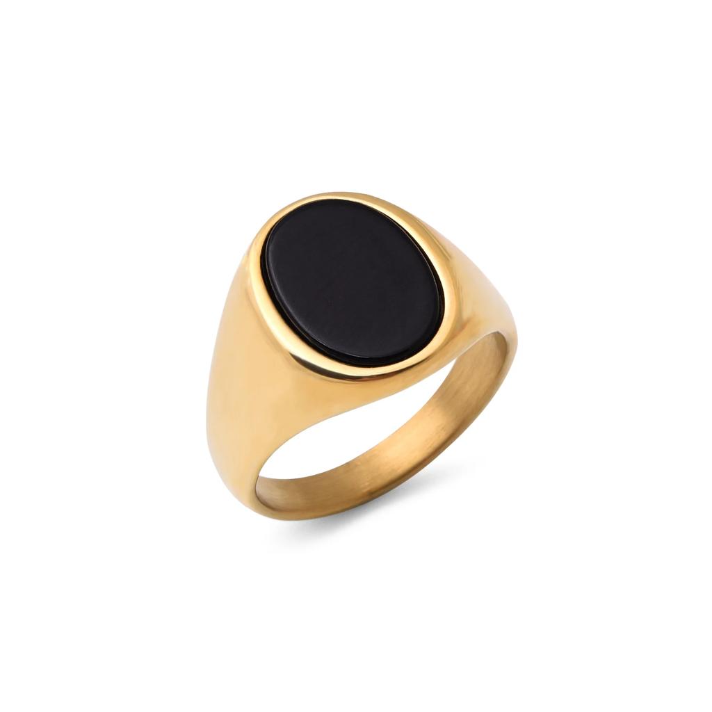 R3326 Men's/Women High Quality 316L Stainless Steel Onyx Rings
