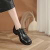 Fashion New Spring New Genuine Leather Women Shoes Fashion Lace-Up Oxford Shoes Round Toe Thick Heel Shoes Woman Zapatos De Mujer Pumps