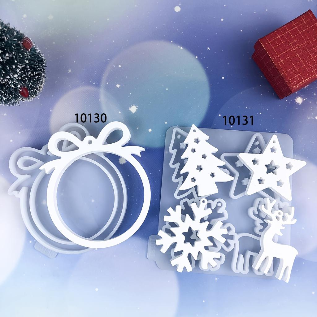 2 Pcs Set, Christmas Silicone Mold Set, Elk and Snowflake Pattern, Suitable for DIY Wall Decorations, Candle Holders and Home Decorations