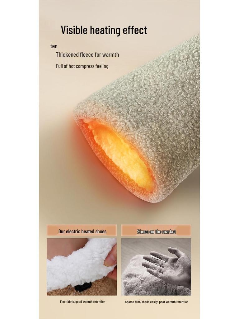 Red Light Therapy Heated Cotton Shoes: Winter Velvet, Thickened, Anti-Frost Foot Warmers.