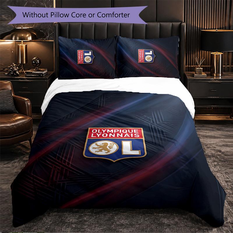 Lyon FC Themed Bedding 3Pcs Duvet Cover Set Decorative Bed Linen For Teen Room Home Decoration