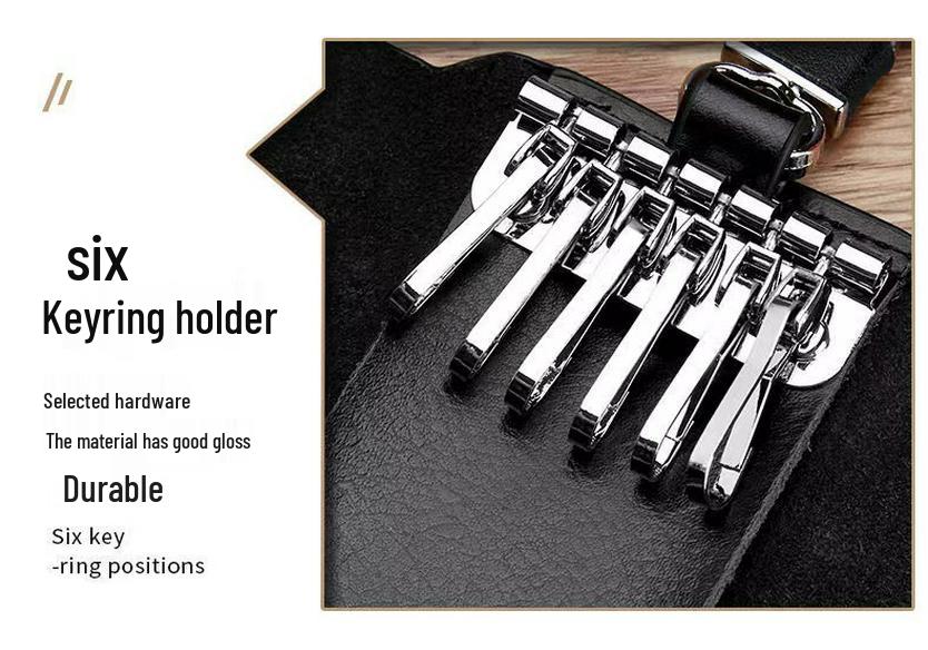 Men's Genuine Leather Large Capacity Key Holder - Multi-functional Waist Hanging Key Case for Home Use