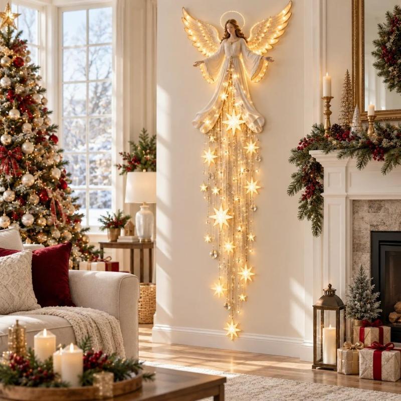 Weihnachtsengel Segens Wandleuchte Kaskadierendes Stern Quaste Licht Für Schlafzimmer Wohnzimmer Innen Weihnachten Dekoration