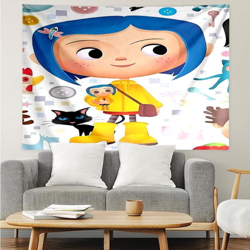 Coraline Tapestry for Bedroom Aesthetic Classroom Tapestries Wall Hanging for Living Room Dorm Office,Ideal Creative Gift
