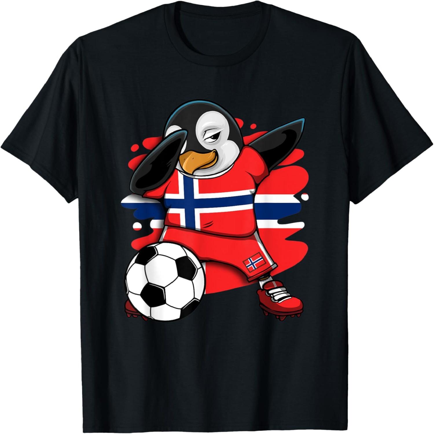 Dabbing Penguin Norway Soccer Fans Jersey Football Lovers T-Shirt S