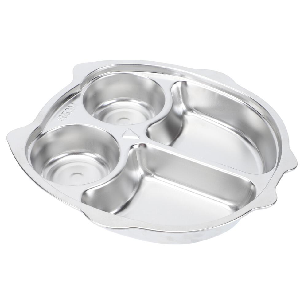 Stainless Steel Snack Plate Toddlers Divided Silver 1pc