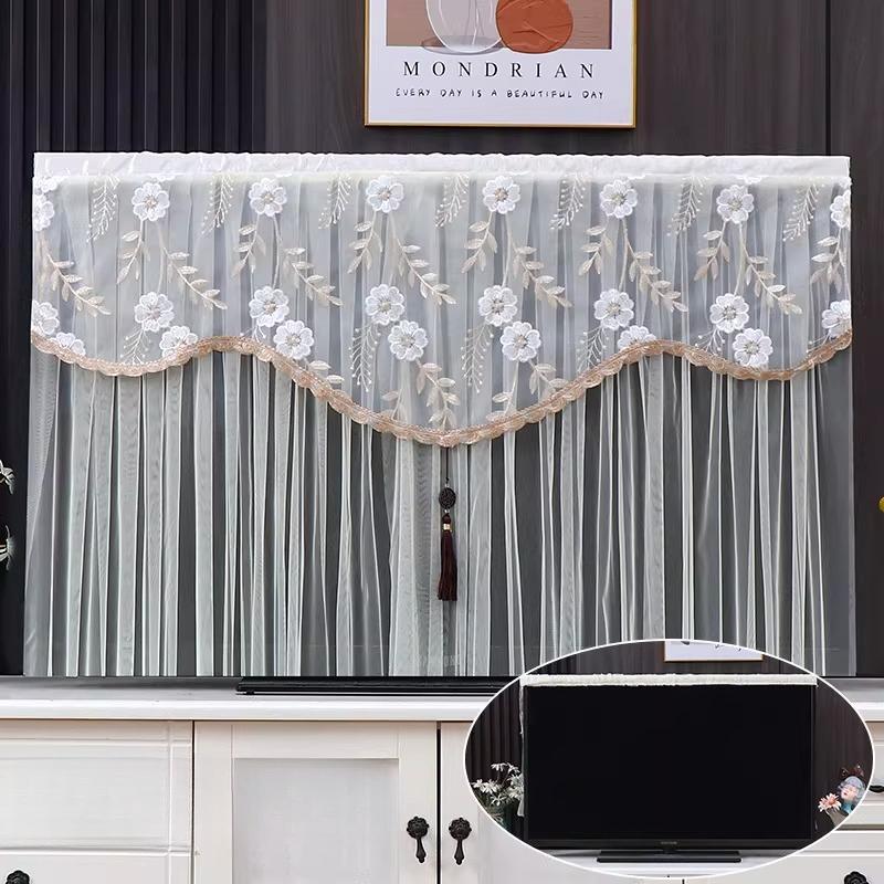 1pcs European Style Lace TV Cover Brand Universal Liquid Crystal TV Cover Cloth Anti Dust and Sun Protection Home Decoration Fabric Easy To Clean
