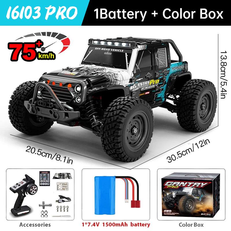 16101 Pro 1:16 75KM/H 4WD RC Car With LED Light 2.4G Remote Control Cars High Speed Drift Monster Truck for Children Gift