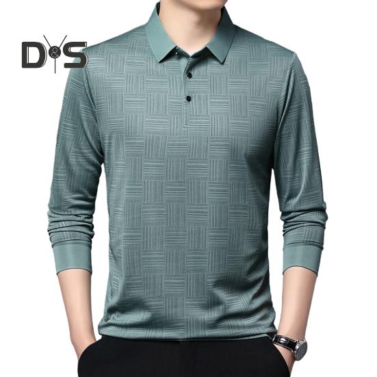 Men's Plaid Casual Shirt Long Sleeve Breathable Lapel Business Shirt Regular Fit Top with Button Collar for Work Travel Daily Wear