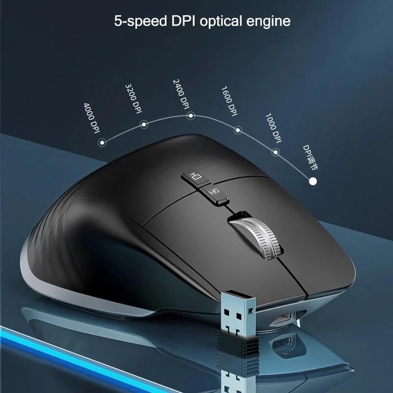 KuWFi Wireless Mouse Bluetooth5.0+2.4GHz Dual Mode USB Gaming Mouse Ergonomic Rechargeable Silent Vertical Mice for
