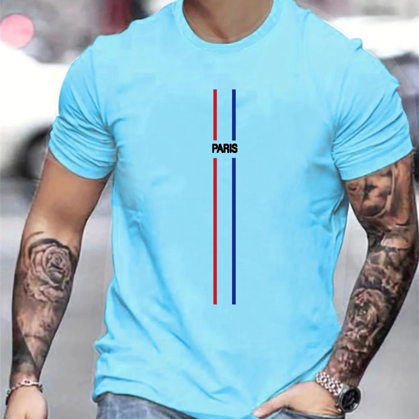 

Мужская удобная вентилируемая футболка с принтом Парижской темы, футболка с 3D принтом, мужская летняя одежда, мужские топы с короткими рукавами 6XL