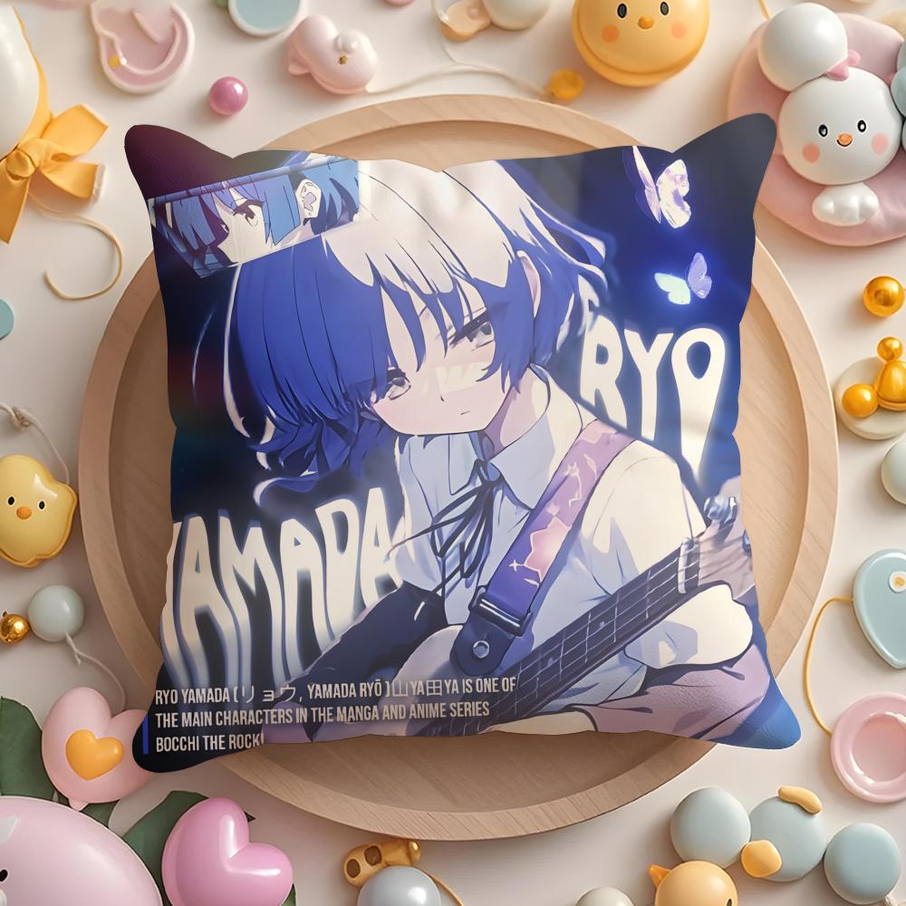 Anime B-Bocchi the Rock Cushion Cover Home & Car Multi-Scene Pillow Cover - Reversible, Soft & Durable for Daily Use