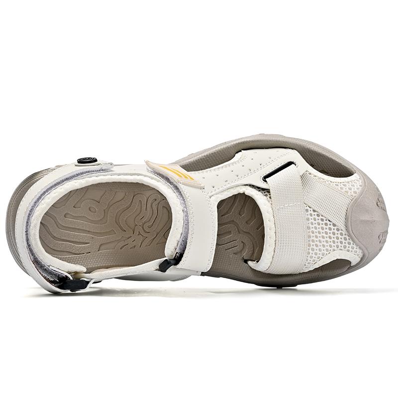 Sommer Herren Leder Strandsandalen Hohle Zehenkappe Outdoor Sportschuhe Handgefertigte Mesh Schuhe