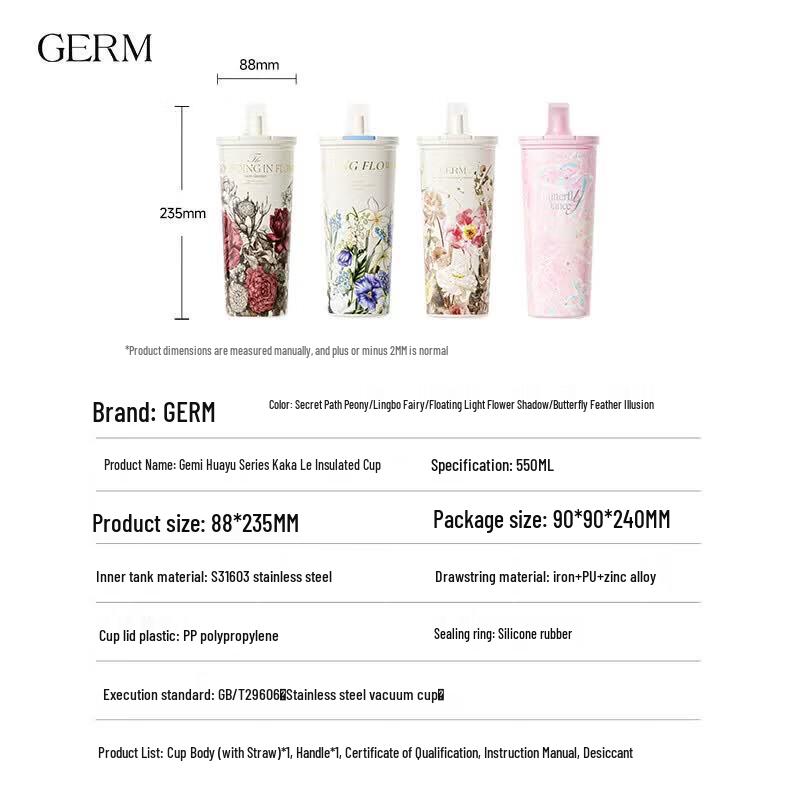 Germ Kaka Le Floral Language 550mL Insulated Coffee Mug