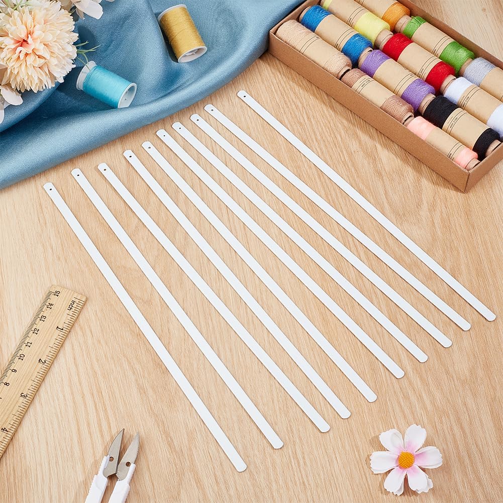 BENECREAT 10pcs White Metal Boning, 9.84 X 0.24 Inch Corset Strips White Webbing Boning for Bridal Dress Bustle Handmade Craft Wedding Dresses DIY