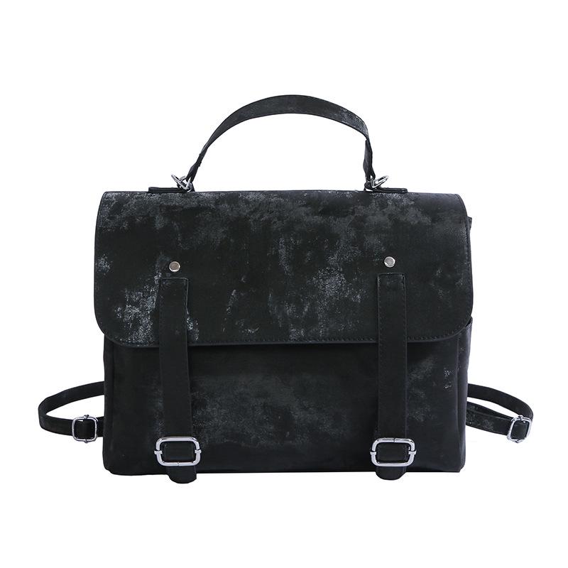 

Корейский осенний многофункциональный рюкзак с клапаном из ПУ с двумя отделениями чёрный