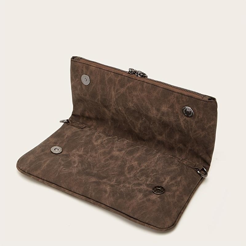 Retro-style Women's Chain Shoulder Bag with Detachable Shoulder Strap, PU Material Bag with Zipper Opening and Closing