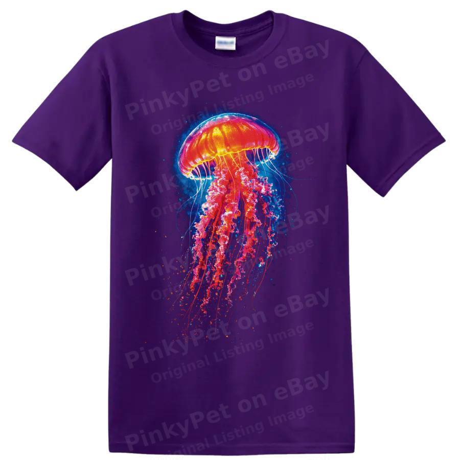 Jellyfish T Shirt Neon Deep Ocean Glow Aquatic Animal Sea Life Graphic Art Tee