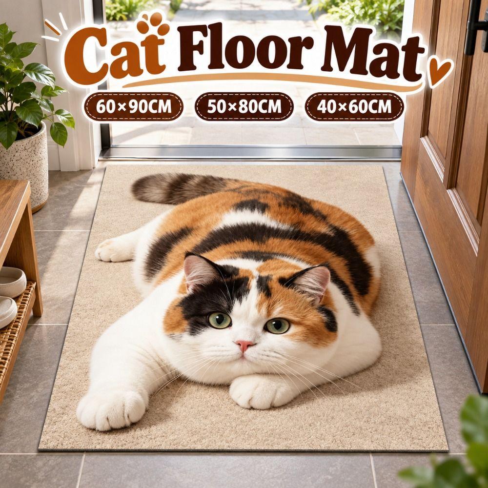 Realistic Bathroom Carpet Diatomaceous Earth Bedroom Door Rug Cute 3D Cat Floor Mat Home Decor