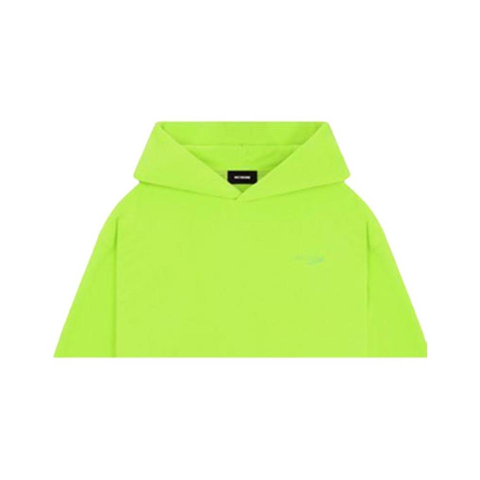 WE11DONE FW23 Logo Fleece Loose Fit Long Sleeve Hoodie Unisex Hoodies Lime-Green WD-TH3-23-778-U-LM