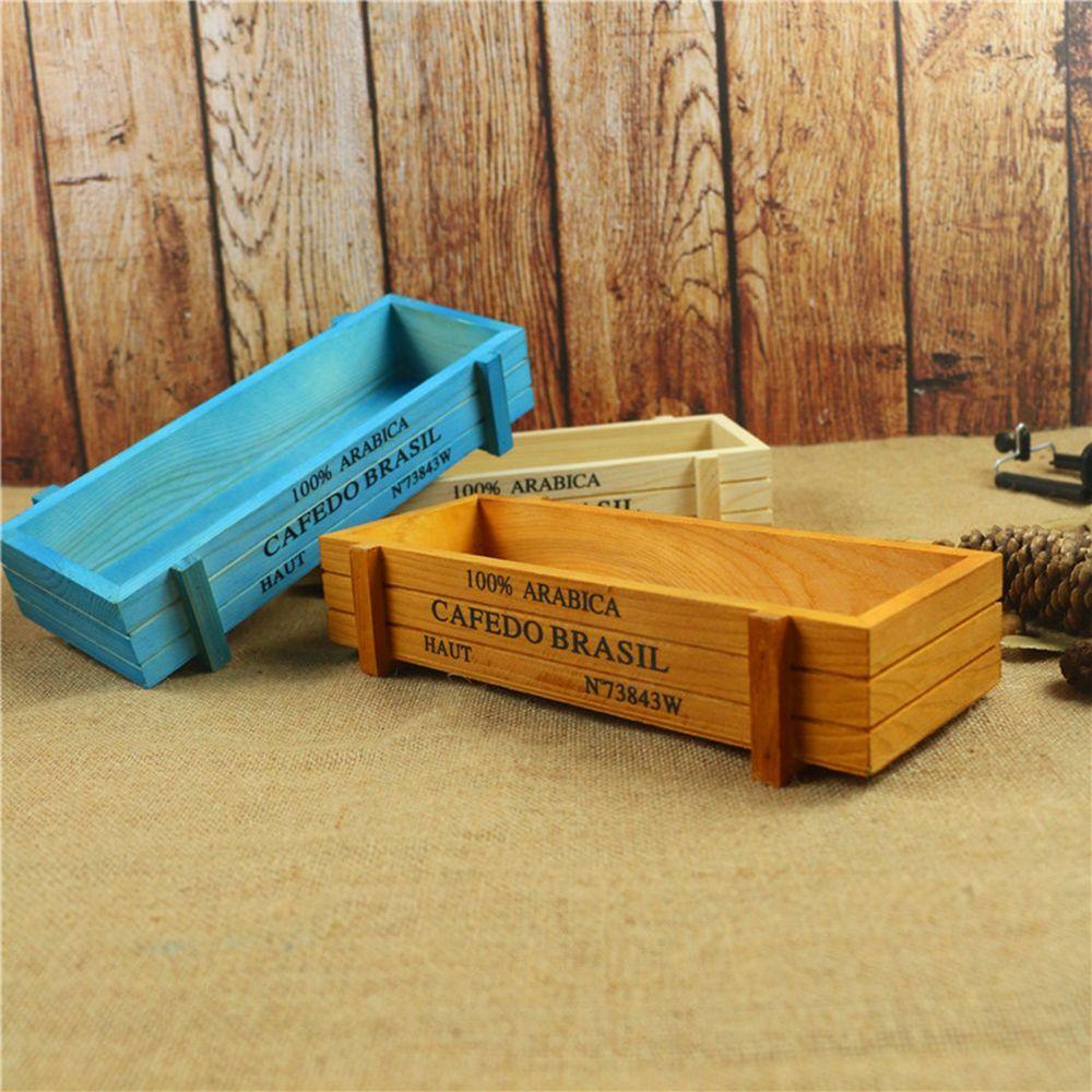 1 PC Planter Decorative Pots Trough Vintage Crates Succulent Boxes Rectangle Vase Wood Flowerpot