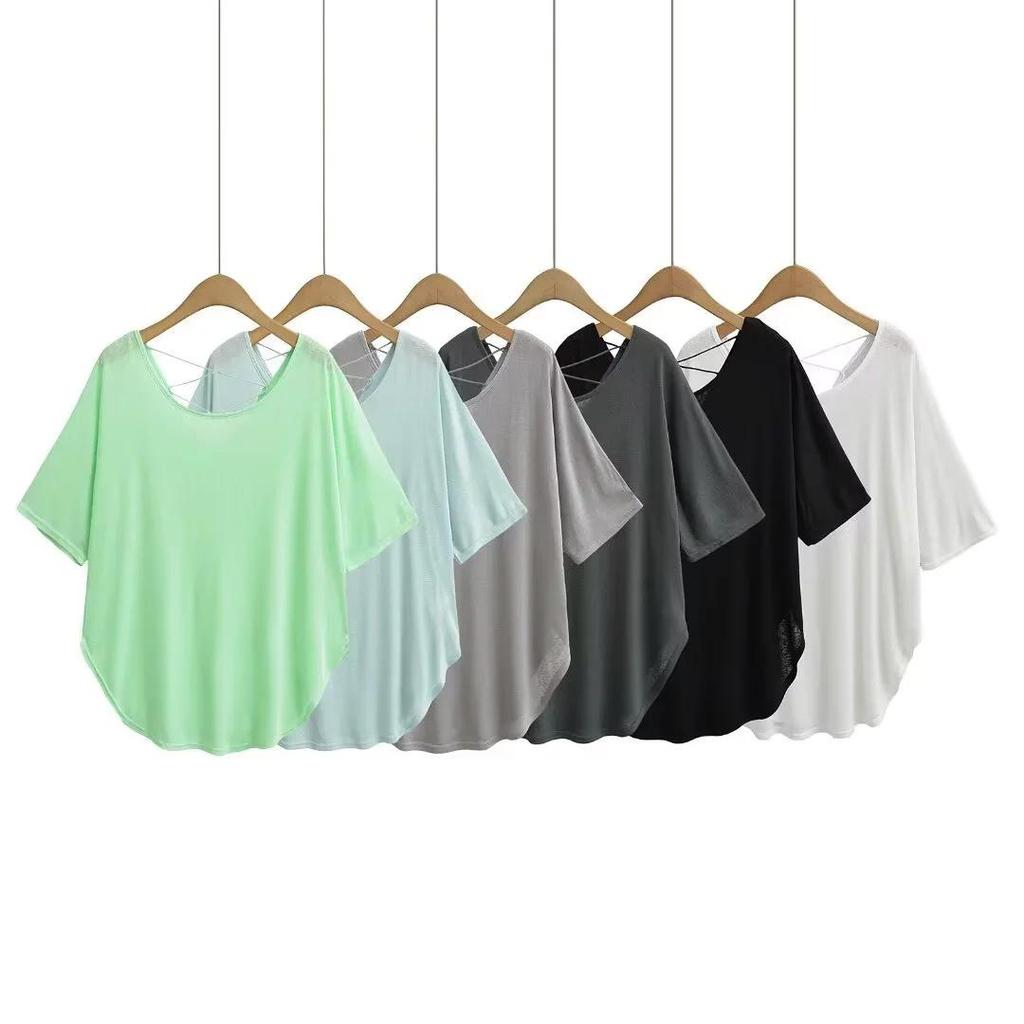 Women's Jazz Dance Loose Short-Sleeve T-Shirt with Back Cutout and Sun Protection