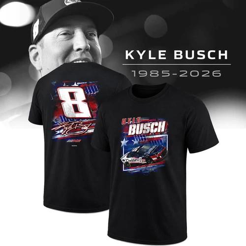 Thank You Kyle Busch USA Flag Memorial Cotton Black T Shirt BT983 XL