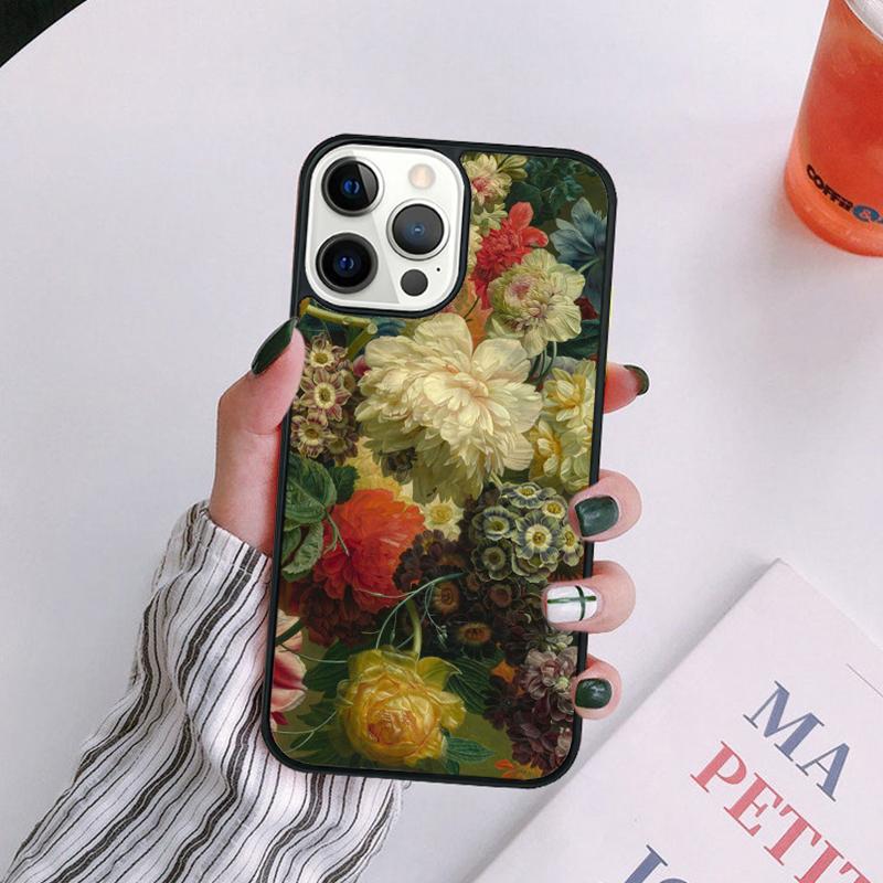 Oil Painting Boho Flower Art Phone Case For iPhone 17 Air 14 13 12 16Pro Max 15  Plus Cover Shell Max coque