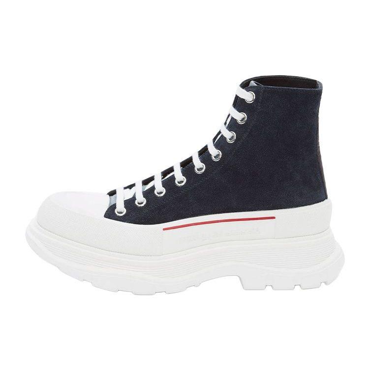 Alexander McQueen Tread Slick Short Combat Boots Men's Marine Blue 627206WHBGN4018