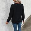 Women's Casual Fashion Button Decoration Stitching V-Neck T-Shirt Pullover