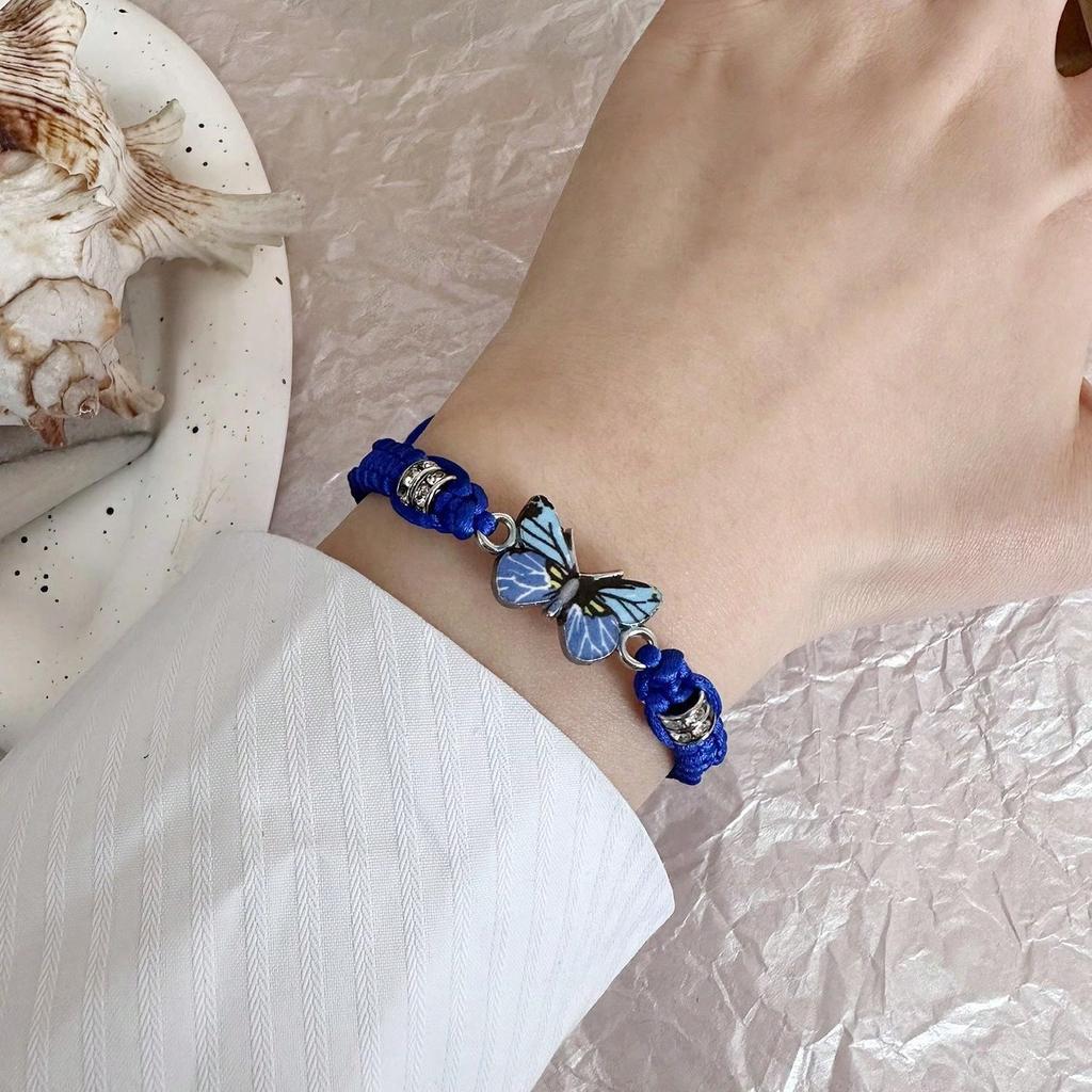 Adjustable Braided Butterfly Bracelet, Insect Pendant Friendship Bracelet