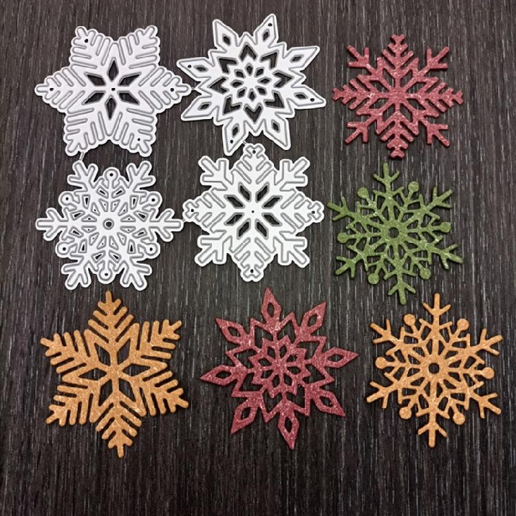 4 Pcs/Set Snowflakes Metal Cutting Die Snowflakes Embossing Script Die Stencils