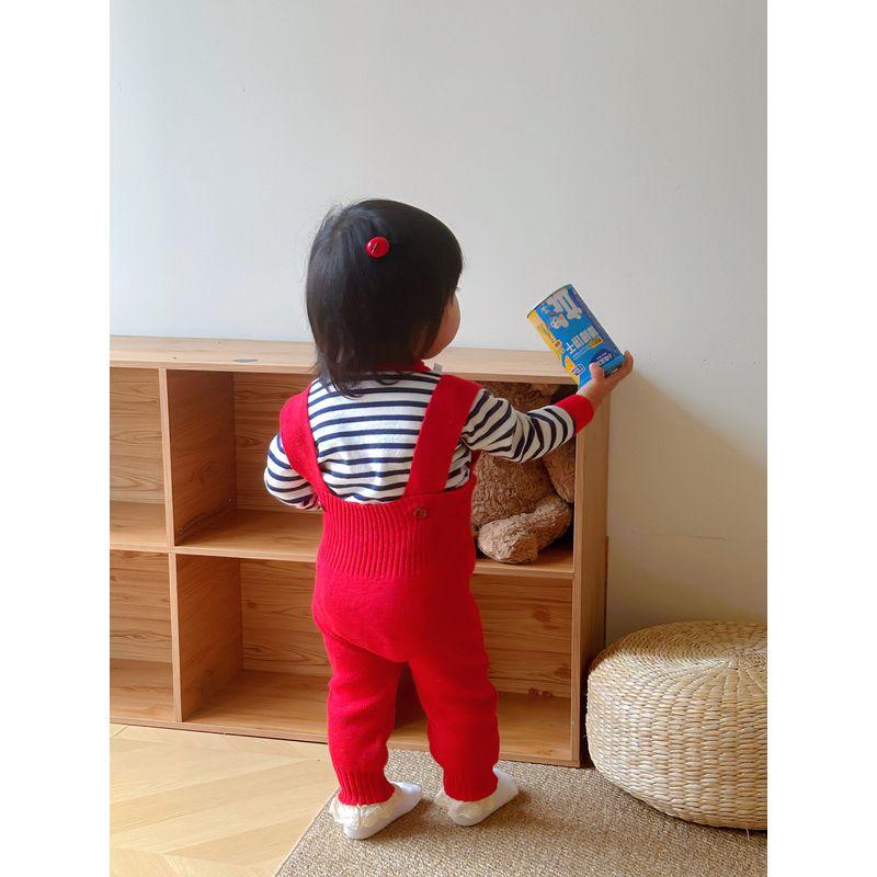 Ins Baby Boys and Girls Autumn Red Knitted Overalls Infant Festive One-Piece Romper Set 2025 New Style