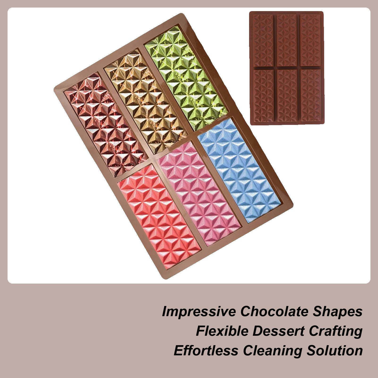 

Chocolate Bar Mold Reusable Silicone Mold for Candy Bar 6-Cavity Brownie Truffle Baking Mould Non-Stick for Boys Girls Teens CN