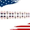 Independence Day Press on Nail Square Star False Nail 4th of July Designs Stick on Nail French Tip Nail Accesories