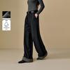 INMAN Women's Striped Cuff Velvet Warm Wide-Leg Pants