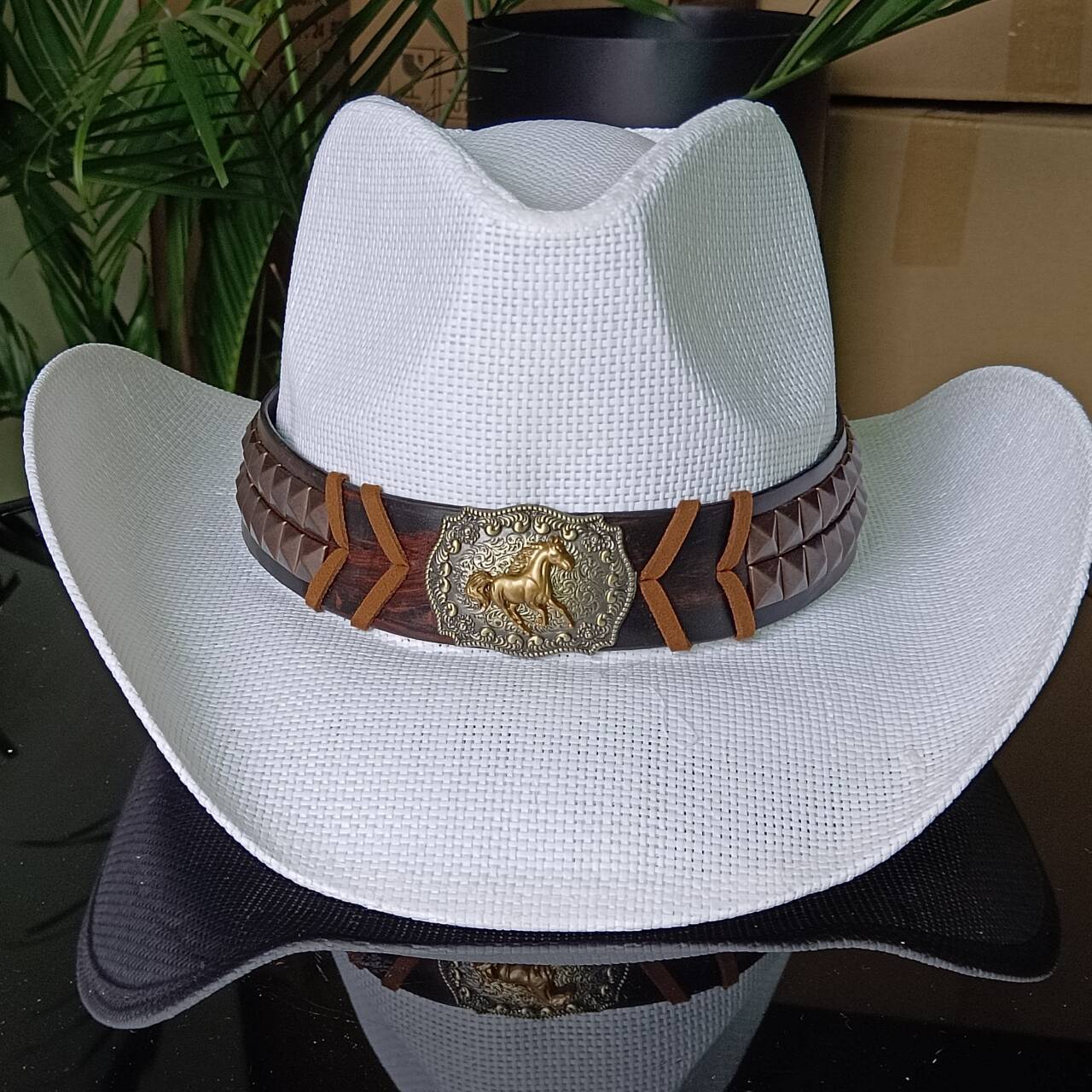 Cowboy Hat Shapeable  New Bull Head Accessories Western  hat  Unisex Cowboy Hat  straw sombrero vaquero M55-58cm