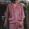 New Two-piece Men's Cotton Linen Loose Leisure Suit Holiday Men's Sportswear