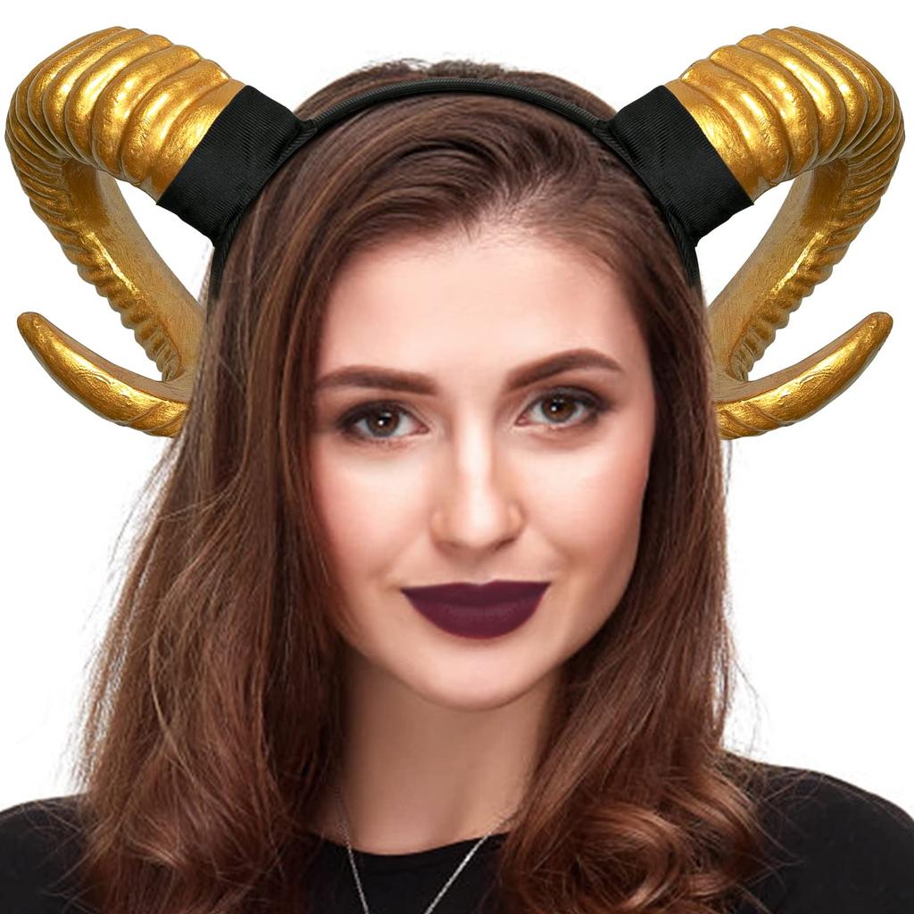 Black Demon Horn Pokrývka hlavy Pokrývka hlavy Cosplay Gotický Zvířecí Ovečka Ďábel Rohy Čelenka Kostýmy na Halloween Karneval Party Kostýmy