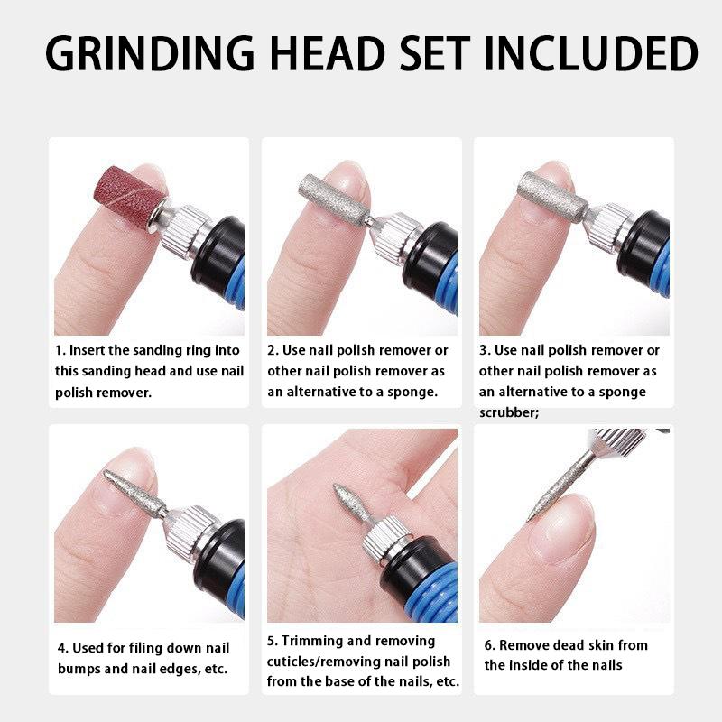 Mini Electric Grinding Nail Grinder Smooth Intelligent Speed Regulation Electric Manicure Device Nail Polishing Nail Tool Set