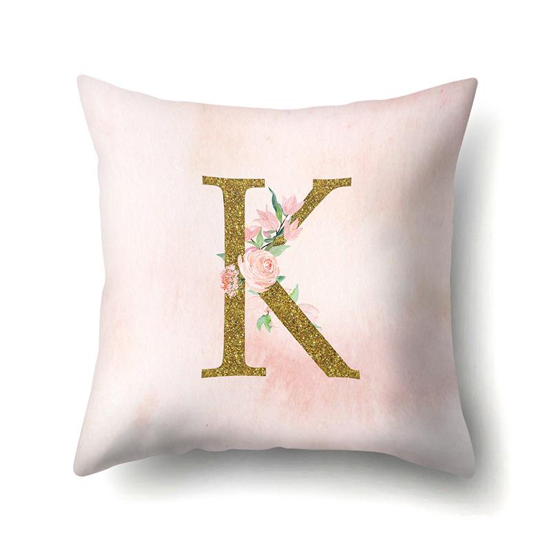 Polyester Pillowcase Home Fantasy Watercolor Print Pillowcase 26 English Letter Cushion Cover