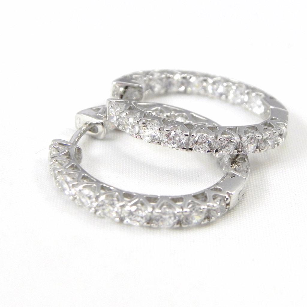 Les Trésors De Lily [G9371] - Strieborné kruhové náušnice 'Cristal Plénitude' biela 2,5 cm