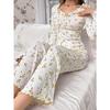 European American Style Sexy Casual Long Sleeve Long Pants Two Piece Pajama Set For Women