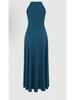 Women's Halterneck Sexy Evening Gown - Summer 2026 Slit Banquet Long Dress, Solid Color Formal Wear