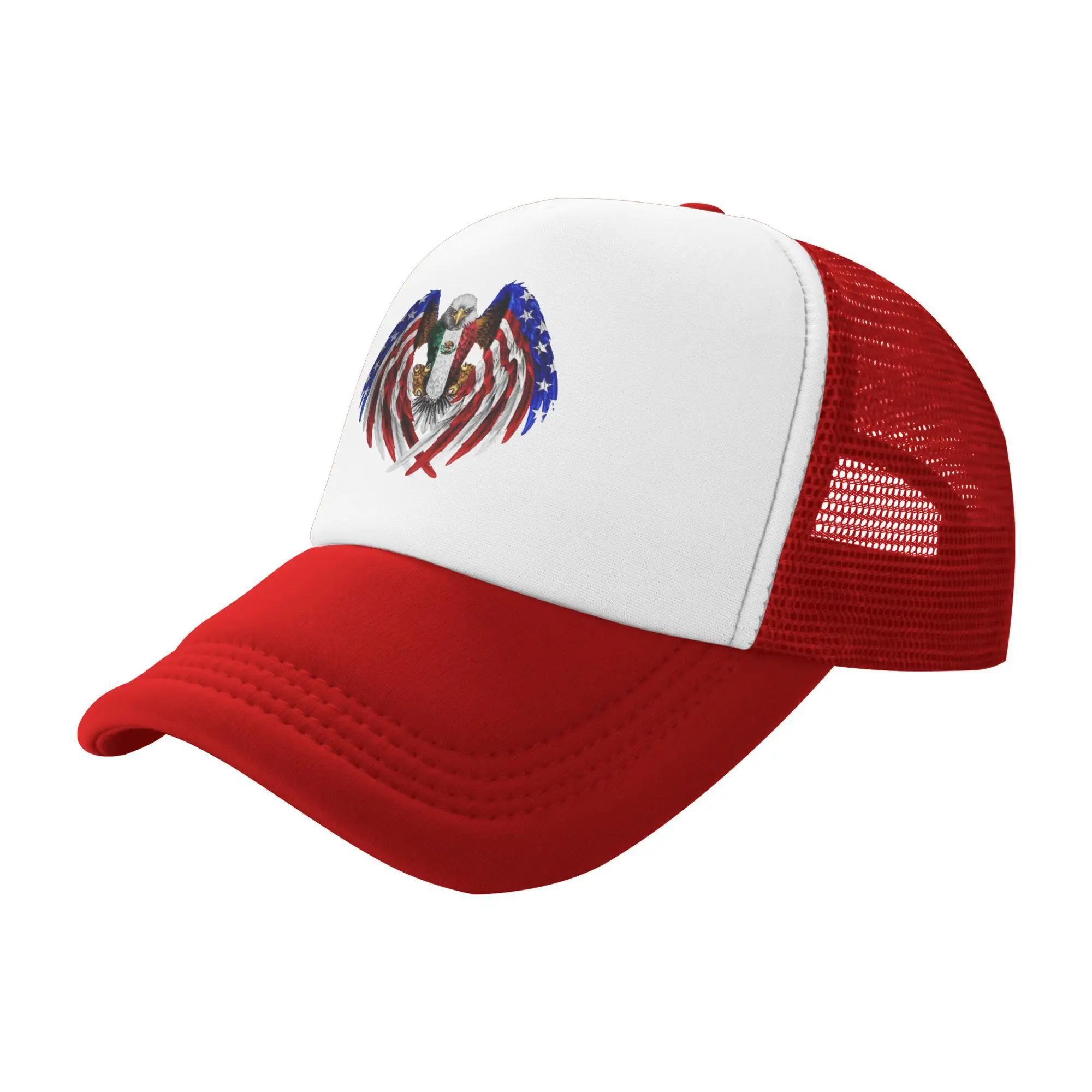 Summer Sun Hats Mexican Eagle Label Baseball Cap Mexico USA Flag Stylish Trucker Hat Summer Unisex Adult Running Hippie Caps One Size