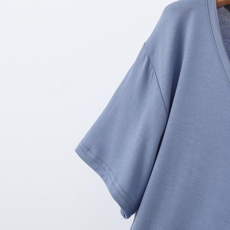 Damen Übergröße Modal Lockeres Kurzarm-T-Shirt