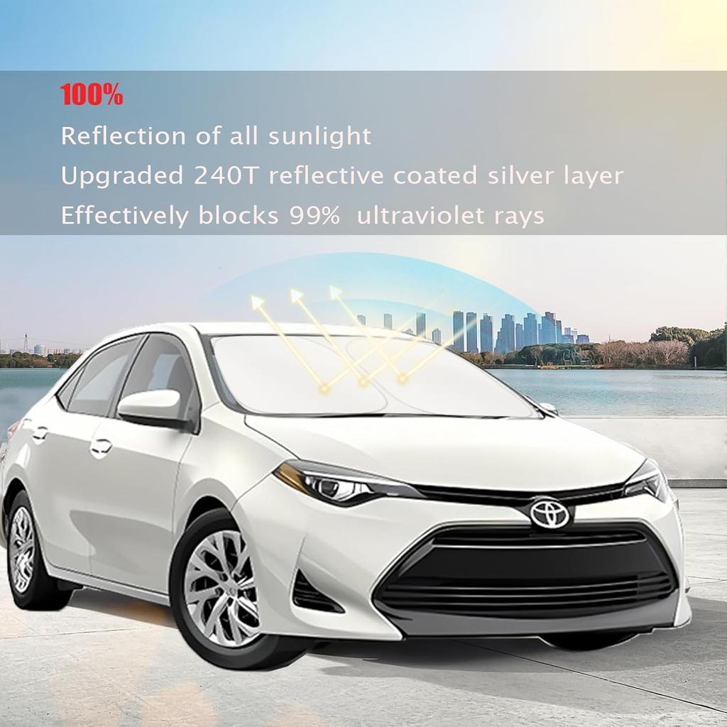 Toyota Corolla Windshield Sun Shade Cover for 2014- Toyota Corolla 4-Layers Front Window Shade 240T Sunshade Sun Visor Protector Foldable Blocks UV