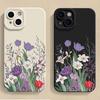 Husă de telefon cu model floral mov Pentru iPhone 16 16E 15 14 13 12 11 Pro Max XR X XS 12 Mini 16E 7 8 Plus Capac din silicon