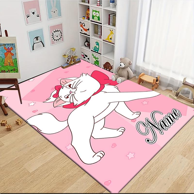 Custom Name Pink Aristocats Name Carpet Rug Customizable Soft Washable Anti-Slip Home Living Room Sofa Mats Personalized Rug. 0909417
