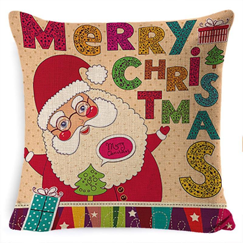 Pillow Cushion Cover Linen Santa Claus Pillow Cover Linen Material